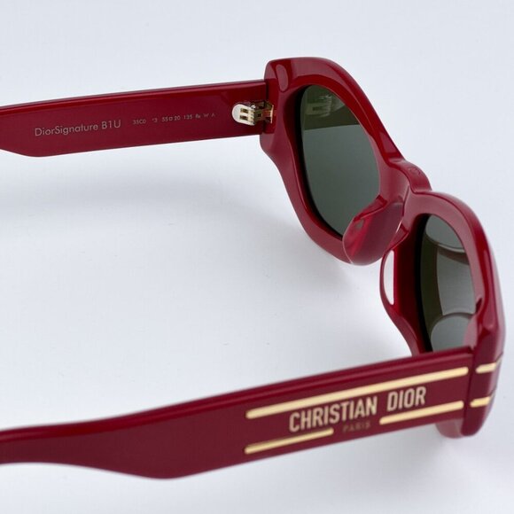 Dior DIORSIGNATURE B1U 35C0 BRAND NEW Sunglasses Shiny Red Green Women Butterfly